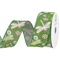 Pastel Spring Dragonflies Wired Ribbon, 10-yard