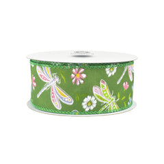 Pastel Spring Dragonflies Wired Ribbon, 10-yard