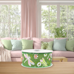 Pastel Spring Dragonflies Wired Ribbon, 10-yard