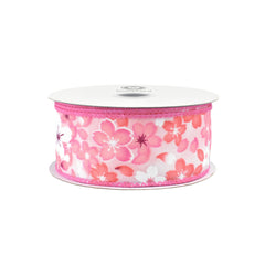 Spring Falling Sakura Cherry Blossom Wired Ribbon, 10-yard