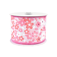 Spring Falling Sakura Cherry Blossom Wired Ribbon, 10-yard