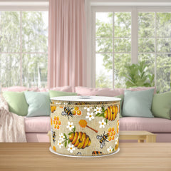 Spring Working Bees Honeycomb Flower Wired Ribbon, 10-yard