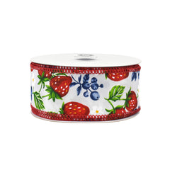 Spring Strawberries Blueberries Wired Ribbon, 10-yard