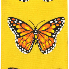 Spring Monarch Butterfly Faux Linen Wired Ribbon, 2-1/2-inch, 10-yard