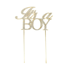 It's A Boy Metal Rhinestone Celebration Cake Topper