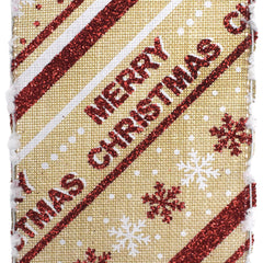 Glittered Merry Christmas Diagonal Stripes Wired Ribbon, 2-1/2-inch, 10-yard