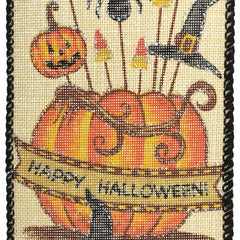 Halloween Centerpiece Faux Linen Wired Ribbon, 10-yard