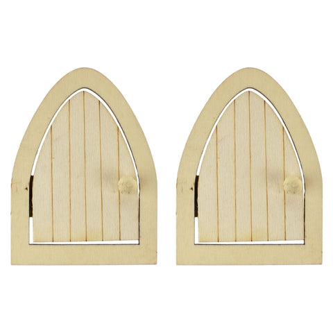 Wooden Craft Archway Fairy Doors with Hinge, 3-1/16-inch, 2-count