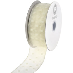 Organza Polka Dots Wired Ribbon, 2-Inch, 50-Yard