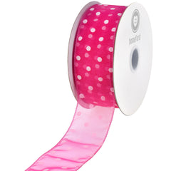 Organza Polka Dots Wired Ribbon, 2-Inch, 50-Yard