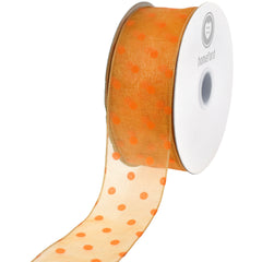 Organza Polka Dots Wired Ribbon, 2-Inch, 50-Yard