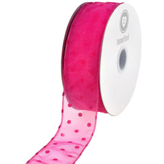 Organza Polka Dots Wired Ribbon, 2-Inch, 50-Yard