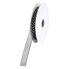 Swiss Polka Dots Sheer Organza Ribbon, 3/8-inch, 25-yard