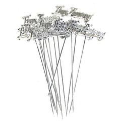 Plastic Chrome "Happy Anniversary" Pick, 5-Inch, 12 Count