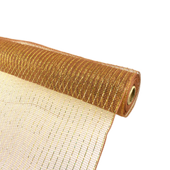 Metallic Floral Mesh Wrap Roll, 21-Inch, 10-Yard - Brown