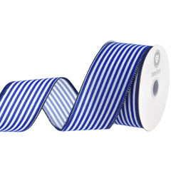 Flocked Stripes Satin Wired Ribbon, 2-1/2-inch, 10-yard