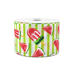 Summer Watermelon Popsicle Stripes Wired Ribbon, 2-1/2-inch, 10-yard