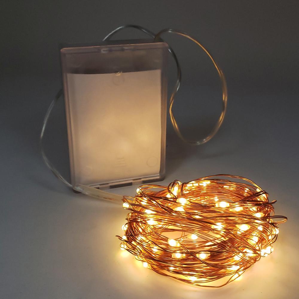 100 LED Thin Copper Wire Battery Operated String Lights, 32-Feet