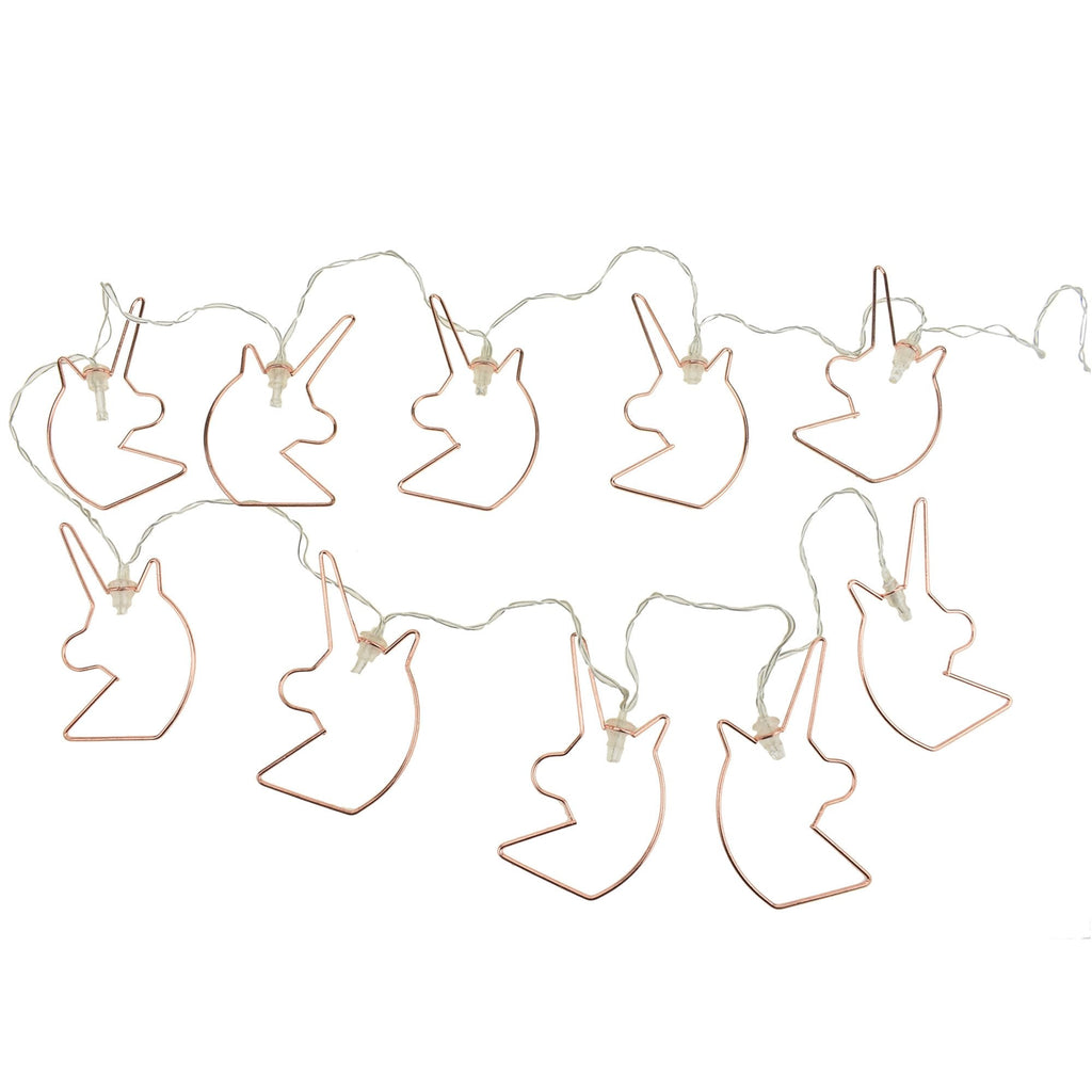 10 LED Unicorn Outline Warm White String Lights, Rose Gold, 3-1/2-Inch, 5-1/4-Feet