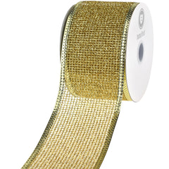 Christmas Glittered Net Metallic Edge Wired Ribbon, 2-1/2-inch, 10-yard