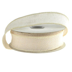 Faux Burlap Wired Edge Ribbon, 7/8-inch, 10-yard