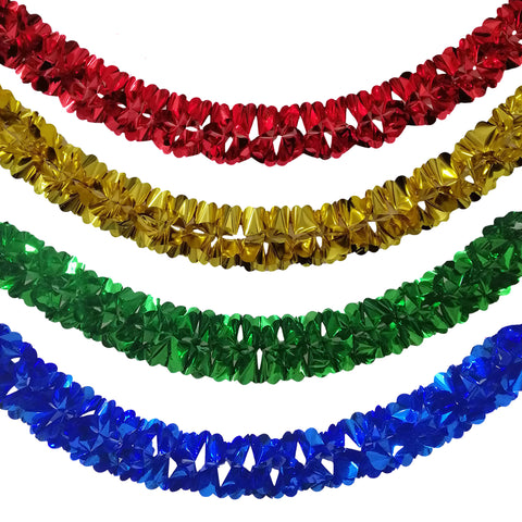 Metallic Floral Foil Garland, 6-1/4-Inch, 12-Feet