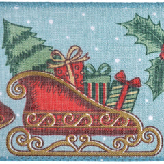 Classic Christmas Printed Symbols Wired Ribbon, 10-yard