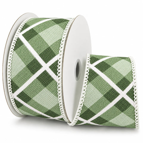 Christmas Georgina Plaid Linen Wired Ribbon, 1-1/2-inch, 10-yard