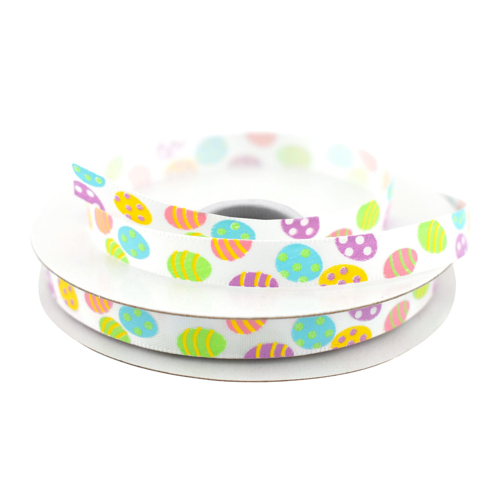Iridescent Easter Eggs Satin Ribbon, 3/8-inch, 10-yard
