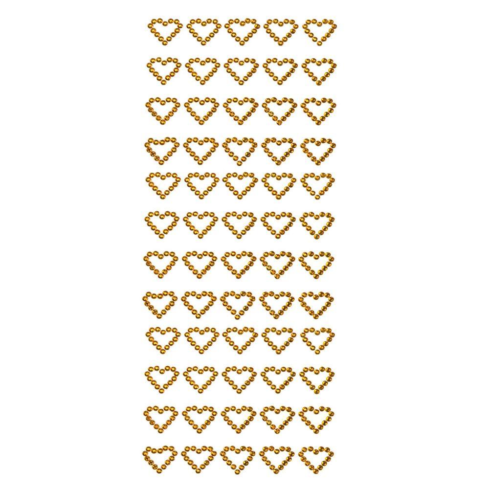 Heart Rhinestone Stickers, 3/4-Inch, 60-Count, Gold