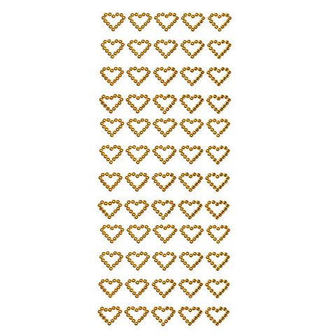 Heart Rhinestone Stickers, 3/4-Inch, 60-Count, Gold