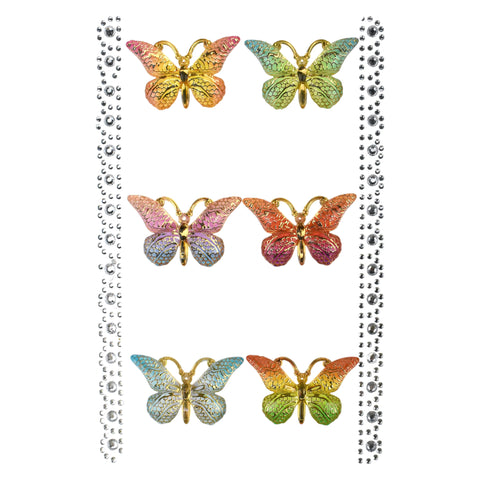 Butterfly Border Strip Gemstone Craft Stickers, 1-1/2-inch, 8-piece