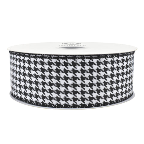 Christmas Houndstooth Woven Wired Ribbon, 2-1/2-inch, 50-yard