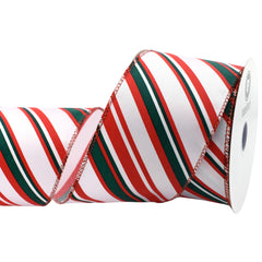 Christmas Diagonal Holiday Stripes Wired Ribbon, 2-1/2-inch, 10-yard