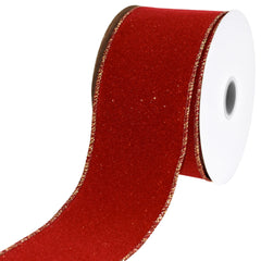 Christmas Velour Sparkle Wired Ribbon, 2-1/2-inch, 10-yard