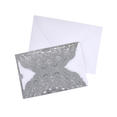 Metallic Embossed Flower Laser Cut Design Invitations, 7-1/4-Inch, 8-Piece