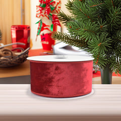 Christmas Satin-Backed Lush Velvet Wired Ribbon, 10-yard
