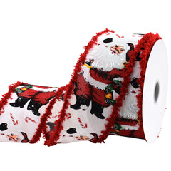 Christmas Smiling Santas Frizette Edge Wired Ribbon, 2-1/2-inch, 10-yard