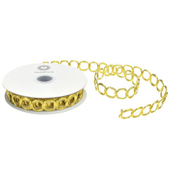Metallic Chain Loop Ribbon, Gold, 7/8-inch, 10-yard
