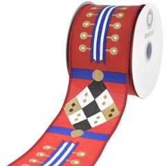 Christmas Nutcracker Uniform Pattern Wired Ribbon, 2-1/2-inch, 10-yard