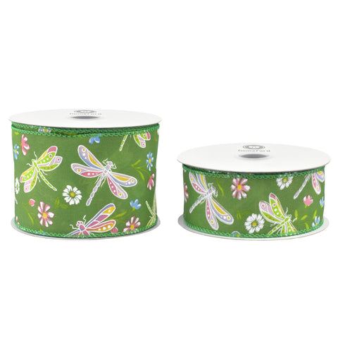Pastel Spring Dragonflies Wired Ribbon, 10-yard