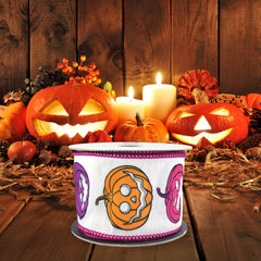 Halloween Colorful Jack-O-Lantern Dupioni Wired Ribbon, 2-1/2-inch, 10-yard