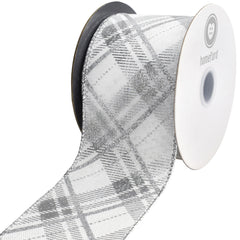 Christmas Metallic Plaid Twill Wired Ribbon, 2-1/2-inch, 10-yard