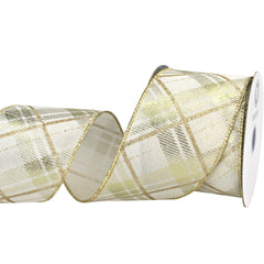 Christmas Metallic Plaid Twill Wired Ribbon, 2-1/2-inch, 10-yard