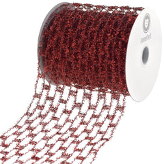 Christmas Expandable Sparkle Tinsel Wired Ribbon, 4-inch, 10-yard