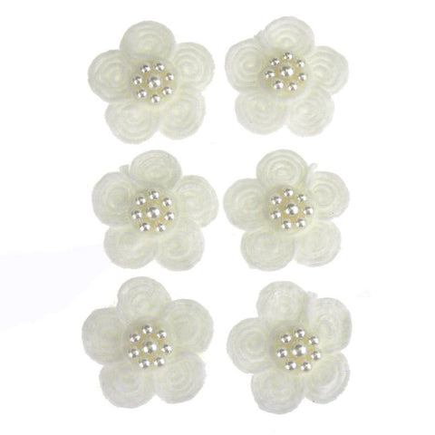 Anemone Organza Flower Trim Favors, White, 2-Inch, 6-Count