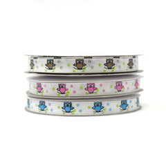 Floral Owl on Branch Grosgrain Ribbons, 25-yard