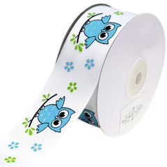 Floral Owl on Branch Grosgrain Ribbons, 25-yard