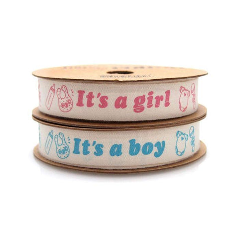 Its A Boy Girl Baby Shower Cotton Ribbon, 5/8-inch, 10-yard
