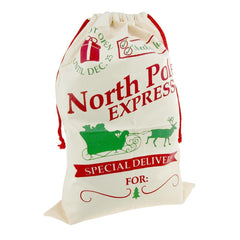 Large Cotton Christmas Santa Gift Sacks, 27-inch x 19-inch